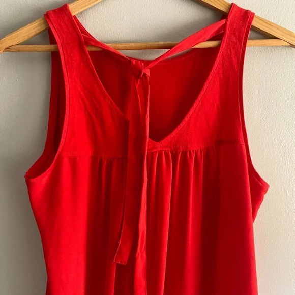 Loft Mixed Media Red Tie Back Tank Top Small Petite - Picture 9 of 10